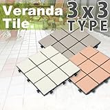 ベランダタイル9枚タイルタイプ(10枚入り) (グレー)