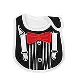 GOGO Cute Cartoon Pattern 3 Layer Toddler Baby Bibs With Beautiful Decoration Side Closure-Black Tux