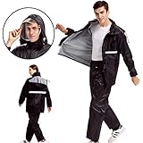 Peacoco レインコート 上下セット レインウェア 二重構造帽子 レインスーツ 2点 高品質 雨具 アウトドア バイク 便利 通勤 釣り メンズ レディース 男女兼用 メッシュ付き 耐久性 快適 