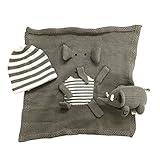 Estella gift-ele Hand Knit Elephant Organic Cotton Newborn Baby Boy Gift Set [並行輸入品]