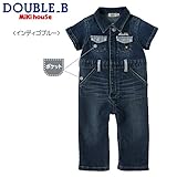 mikihouse Double_B(ミキハウスダブルB)８オンスデニムの半袖カバーオール M(80-90cm),インディゴブルー