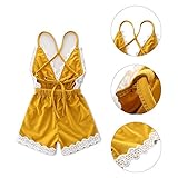PER ベビー服　子供服　カバーオール　レース　ホルターネック　バックレス　女の子　ガールズ　イエロー　夏服 (70cm)