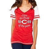 MLBシンシナティレッズレディースカラーブロックTee、M、レッド