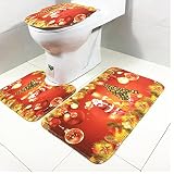 charberry浴室ノンスリップハロウィンスタイルPedestalラグ+トイレ蓋カバー+バスマット 45*75cm,45*39cm,38*40cm レッド Charberry
