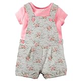 カーターズ Carter's 半袖Tシャツ ショートオール 上下 2点セット ベビー服 花 (18months(78-83cm)) [並行輸入品]