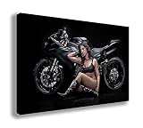 セクシーな女の子とバイクキャンバス壁アート 30" X 18" / 75 X 45cm DP_10847