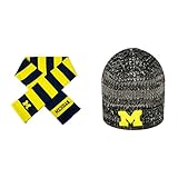 NCAA Michigan Wolverines Leewardビーニー帽子とストライプラグビースカーフ2パックバンドル