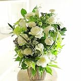 [KY142-1]供花アレンジメント　G&W Basket（グリーン・白系）＜　自宅のお供え花　仏壇花　枕花に　＞
