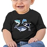クジラ 動物 水泳, 海洋生物子供服 ベビーTシャツ 半袖 男の子 女の子 クルーネック カジュアル