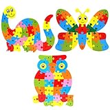 MORA 積み木 パズルおもちゃ 天才脳はじめてのパズル 子供向け 可愛い動物のパズル 幼児教育パズル26個英字アルファベット 子供のプレゼント 木製品 三つのセット