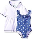 Baby Bunzベビー幼児用女の子デニム花Terry Cover Up Swim Set