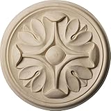 Ekena Millwork ROS04X04RARW Raymond Rosette, 4 1/4-Inch x 4 1/4-Inch x 1/2-Inch, Rubberwood [並行輸入品]