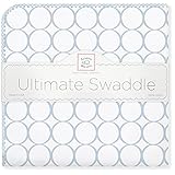 SwaddleDesigns Ultimate Swaddle Blanket, Made in USA, Premium Cotton Flannel, Pastel Blue Mod Circle
