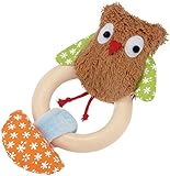 Kathe Kruse 5" Wooden Ring Rattle Plush Toy, Owl Alba [並行輸入品]