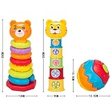 moombike最初プラスチックスタッキング&ネスティングToyセット – クロールボール、Stacking Rings andカラフルスタッキングカップwith Numbers &動物 – 早期教育