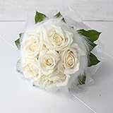 KOBE Flower smith ReiRi　気品の白薔薇を束ねた花束　ホワイトローズのフェザーブーケ