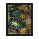 Tarnished Gold :アンティーク調モダンコンテンポラリーフォレストグリーンyellow-goldラストブラウンタンの壁アート抽象画印刷 20x24 ABS0000124FRM20X24SB