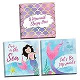 Sagebrush FineアートAdorable AマーメイドSleepsここ海で、ライブ、Lets Be Mermaids Set , Perfect for a 3つ子の部屋や子供部屋; 12 