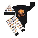 赤ちゃん服　ロンパース　ズボン　帽子　パジャマ　カボチャ　ハロウィン　オムツ替え簡単　純綿　普段着　男女兼用　 (100)