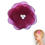 Pearl Poppy Flower Hair Clip - Girl TruStay Clip - Best NO Slip Barrette For Fine Hair (GC9-Burgundy