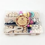 【DIY セット】授乳ジュエリー 歯固めおもちゃ アクセサリー 木製の動物＋シリコン＋ロープ「セット 1」