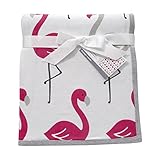 Lambs & Ivy Flamingo Jersey Blanket, Pink/Gray