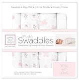 SwaddleDesigns Set of 4 Muslin Swaddle Blankets Butterflies and Posies [並行輸入品]