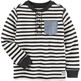 OSHKOSH(オシュコシュ) ストライプサーマルヘンリー チャコール トップス長袖Tシャツ 6ヶ月【並行輸入】