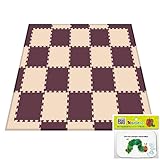 リトルプリンセス Little Princess 抗菌フロアーマット ツートンカラー スモールパッケージ　ベージュ&ブラウン (正方形マット20枚、エッジマット10枚、コーナーマット8枚)、Bitat