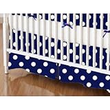 SheetWorld - Crib Skirt (28 x 52) - Primary Polka Dots Navy Woven - Made In USA by sheetworld