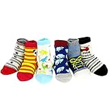 ［キロフライ］kiloflyベビーノスキッドコージーソフトソックス[6ペアセット]、パンダ＆ディーノ、男の子向け、6から18ヶ月