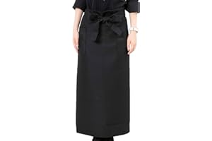 エプロン サロン サロンエプロン シンプルエプロン カフェエプロン 前掛け 無地 ガーデン ポケット付き 女性用 黒色無地 大きめサイズでメンズにも