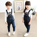 サロペット デニム パンツ キッズ 子供 女の子 男の子 ロンパース ロングパンツ デニムジーンズ オーバーオール ジーンズ デニムオールインワン パンツ (130(適応身長130cm))