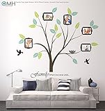 Large Family Tree Wall Decor Stickers with Photo Frames, Quotes and Growth Chart - The 1 and Only Tr