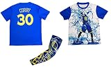 Steph CurryジャージースタイルTシャツKids CurryブルーTシャツギフトセットユースサイズ✓プレミアム品質✓ Lighteight通気性✓ギフトバスケットボールカレーアームスリーブ Y
