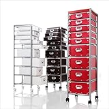 多段チェストキャスター　チェスト収納ワゴン【APOLLOアポロ】≪硬質パルプ9段≫キャスター付き (ホワイト)