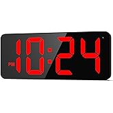 Wall Clock - LED Digital Wall Clock with Large Display, Big Digits, Auto-Dimming, Anti-Reflective Surface, 12/24Hr Format, Sm