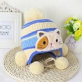 防寒 ニット帽子 女の子 男の子 かわいい防寒帽子 ボンボン付き 2017 新製品 apricot