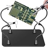 磁気ヘルピングハンドはんだ付けステーション、ワニ口クリップ付きサードハンドはんだ付けツール、PCB回路基板ホルダー、4つの柔軟なグースネックアーム&ノンスリップベース 電子修理はんだ付けクラフト趣味用