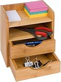 8 4-Tier Mini Bamboo Desk Organizer with Drawers by Trademark Innovations [並行輸入品]