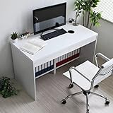 【鏡面仕上げで美しくたっぷり収納】 引き出し デスク下収納 コンセント2口付き シンプルデスク (ホワイト)