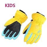 amyipoキッズ冬雪スキー手袋スノーボード手袋子Waterpoof For Boys Girls イエロー