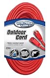 Coleman Cable 02409 14/3 SJTW Vinyl Outdoor Extension Cord, Red, 100-Feet [並行輸入品]