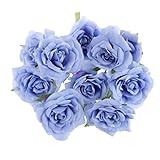 Perfk 全8色選べ　花びら　花ヘッド　装飾素材　バラ　ローズ 　蕾　花ボール作り　人工造花　DIY　結婚式　飾り物　10個入り　 - 青
