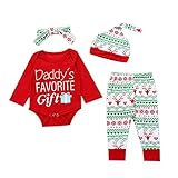 MIOIM ベビー服 ロンパース クリスマス 上下セット 男の子 女の子 長袖 パンツ セットアップ 可愛い 秋 冬 子供服 レッド 0-18ヶ月