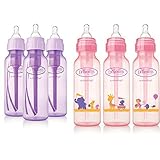 Dr. Browns Baby Bottles Girls - 3 (8 oz) Lavender and 3 (8 oz) Pink bottles with new print by Dr. Br