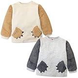 (グレー/90cm)ベビー服 男の子 トレーナー 長袖 ニットキルト ボア袖 ボアポケット スナップボタン クマ 男児 ベビー