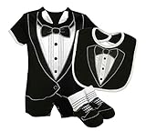 Stephan Baby Tiny Tux Short Romper, Bib and Socks Gift Set, 6-12 Months by Stephan Baby