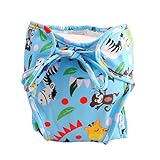 サイズミディアム、調節可能な乳児用泳ぎのおむつ、[動物の友人、青]