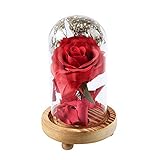 walmeck Romantic人工装飾花ガラスカバー新鮮保持されローズDIYのウェディング装飾ホーム誕生日ギフト